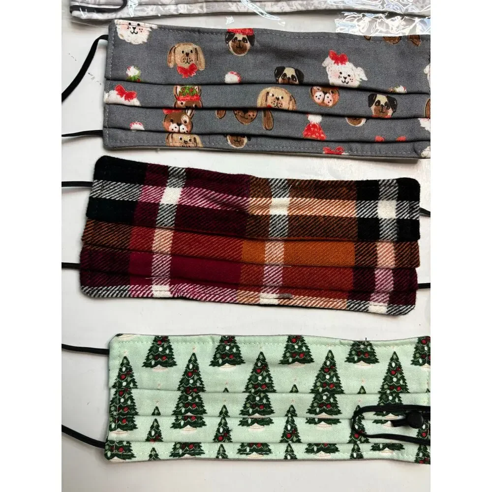 16 NEW Handmade Adjustable Cloth Double Layer Face Masks Christmas Winter Gifts